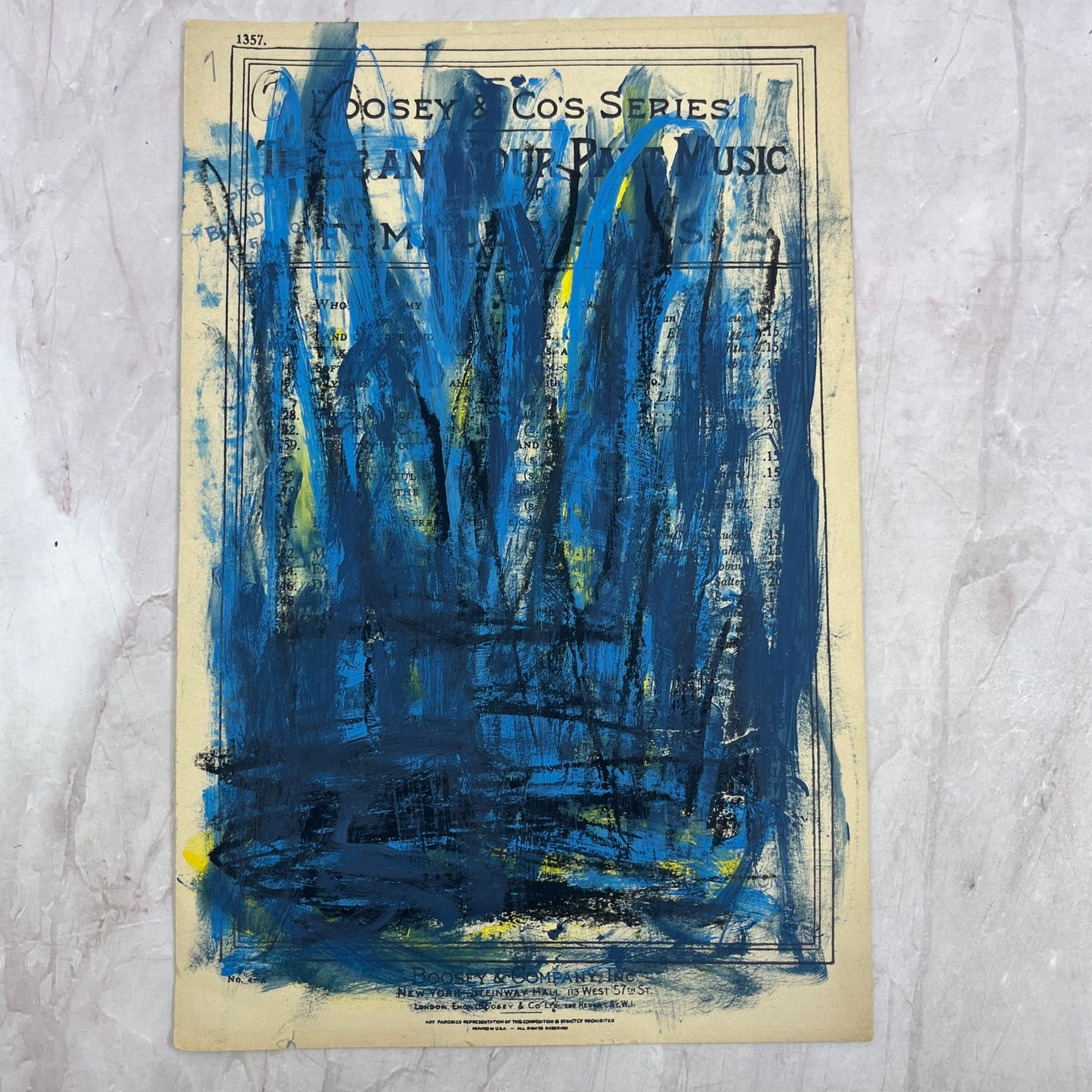 Original Abstract Art Painting "Danny Boy" On Sheet Music 7x10