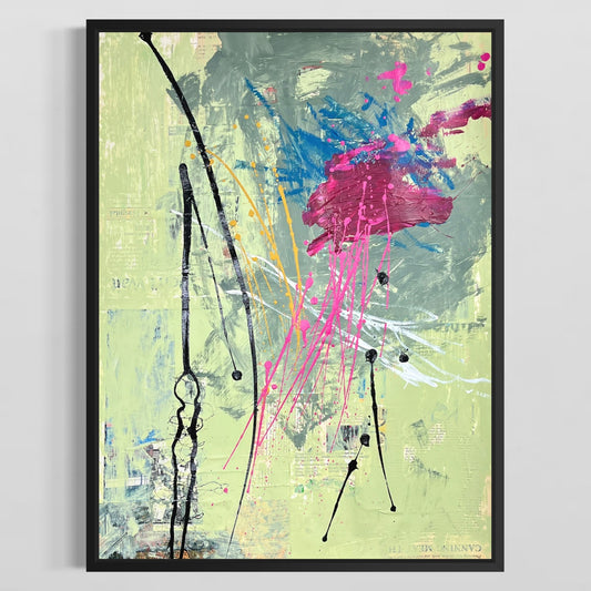 Original Mixed Media Abstract Modern Art Painting 18x24 "Wirble" Signed