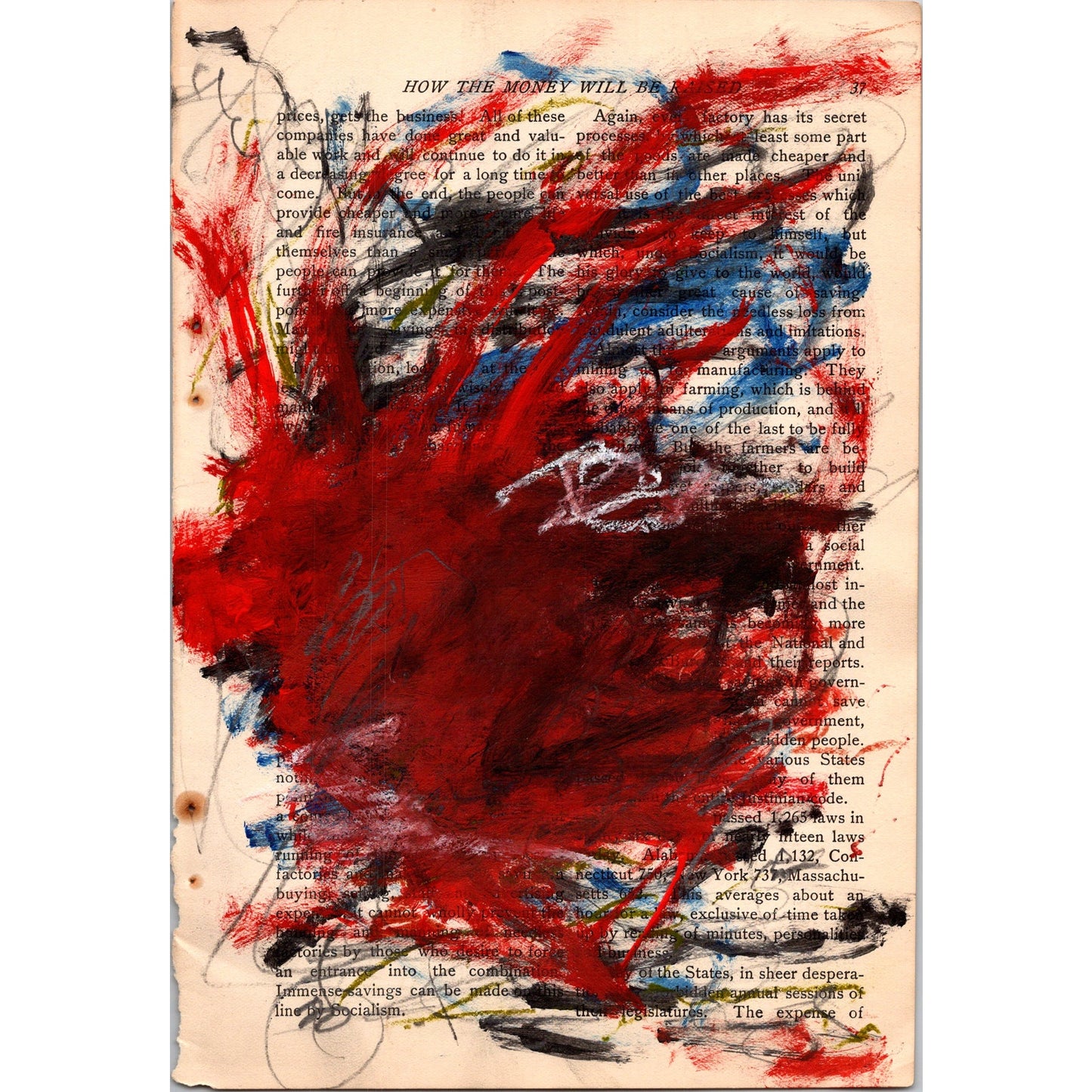 Original Abstract Modern Art Painting on Paper from 1902 Magazine #5 Signed