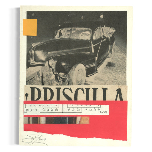 Original Mixed Media Modern Art Collage "Priscilla" 5.25x6.75" Signed