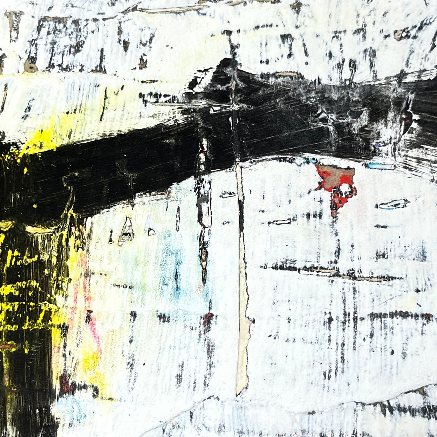 Original Minimalist Modern Art Collage Painting 8.5x11 "Quadripole" Signed