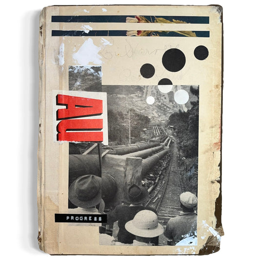 Original Mixed Media Modern Art Collage "Progress" 7.75x10.5" Signed