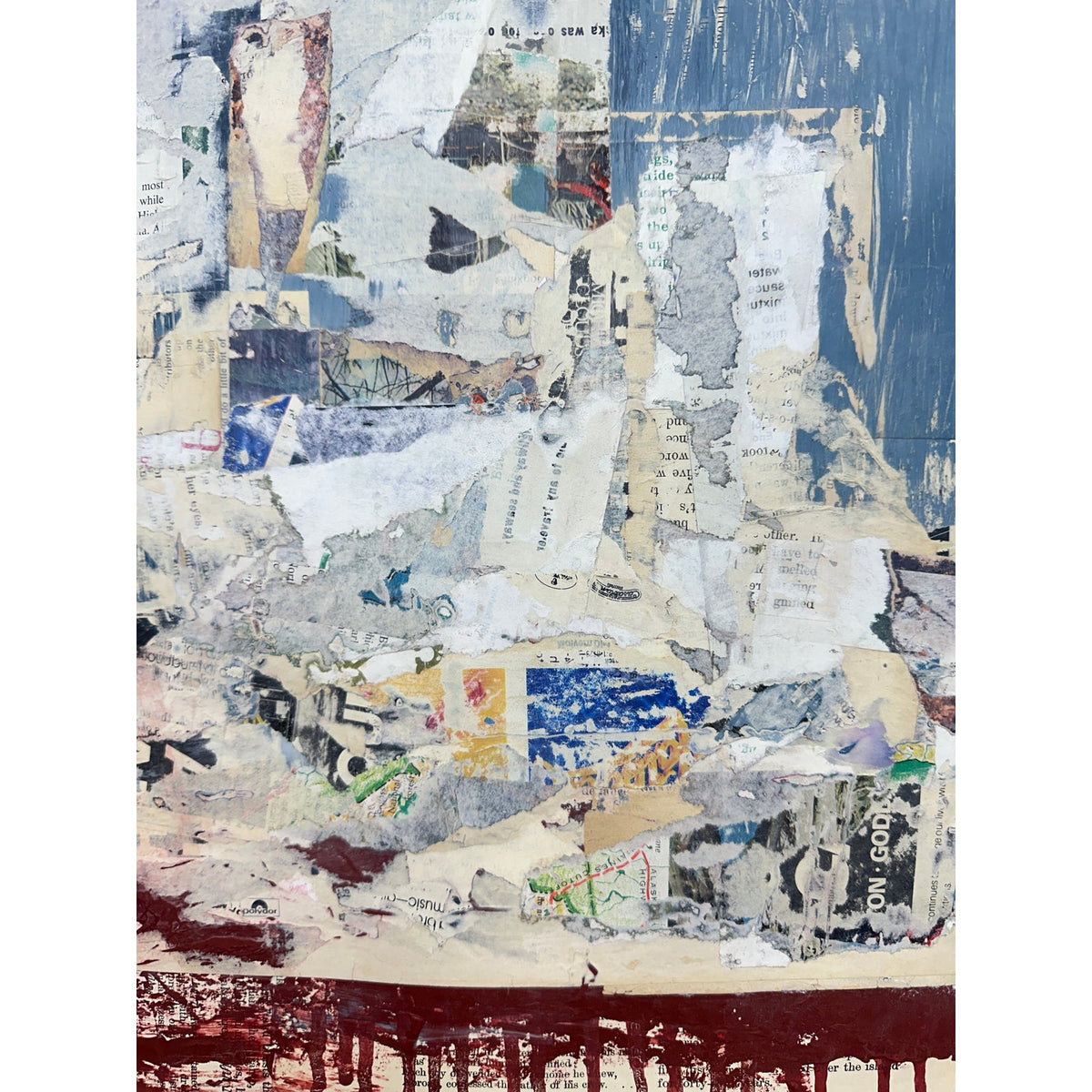Original Mixed Media Modern Art Collage Painting 18x24 "Vinology" Signed