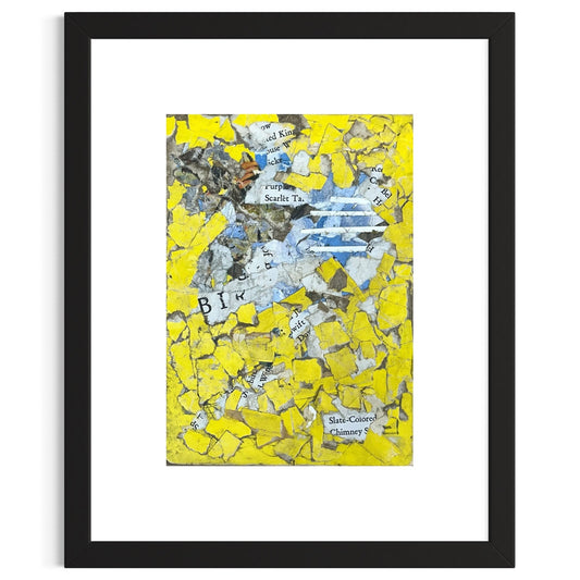 Original Abstract Modern Art Bird Painting "Birds Book III Back Cover" Signed