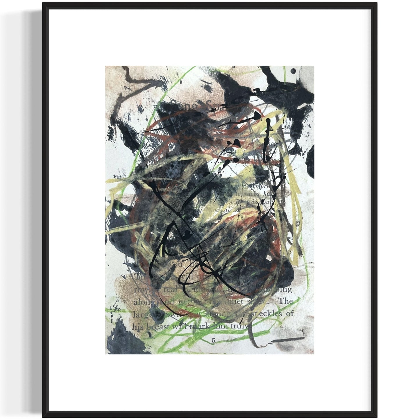 Original Abstract Modern Art Bird Painting "Song Sparrow" Signed