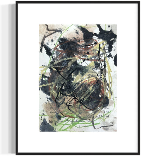 Original Abstract Modern Art Bird Painting "Song Sparrow" Signed