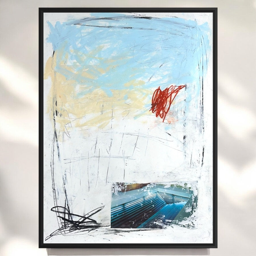 Original Mixed Media Abstract Modern Art Painting 18x24 "Pursuivant" Signed