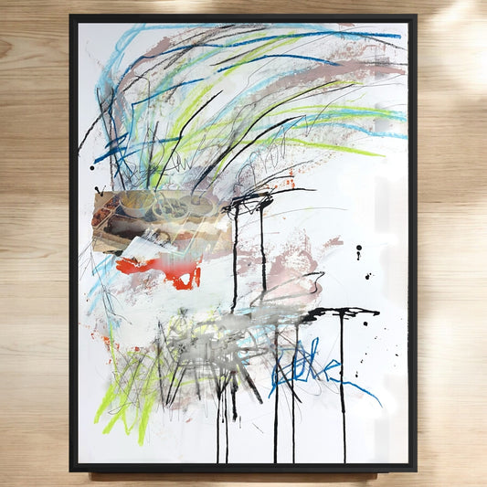 Original Mixed Media Abstract Modern Art Painting 18x24 "Acersecomic" Signed