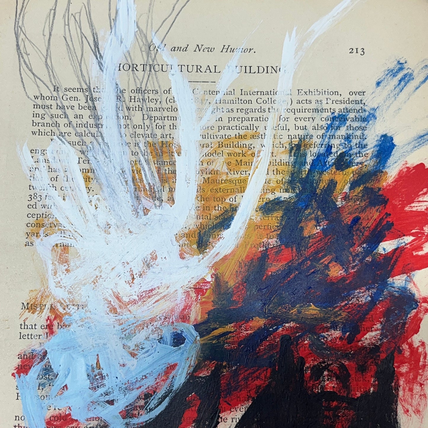 Original Abstract Modern Art Painting on Paper from 1875 Magazine #2 Signed