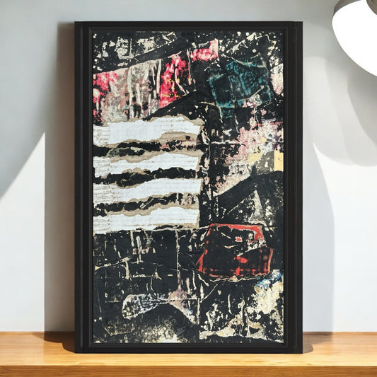 Original Framed Mixed Media Modern Art Collage Painting 12x18 "Quantimeter"