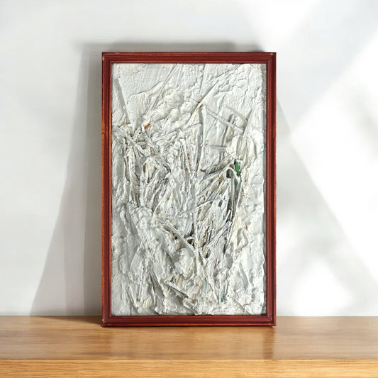 Original Framed Mixed Media Abstract Art Painting Collage 6x10 "Vasculature #3"