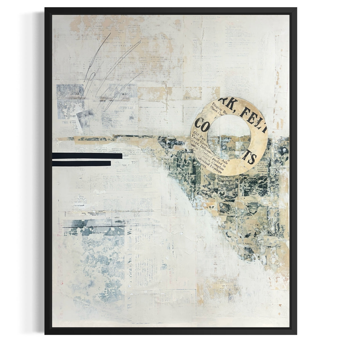 Original Mixed Media Modern Art Collage Painting 18x24 "Synaloepha" Signed