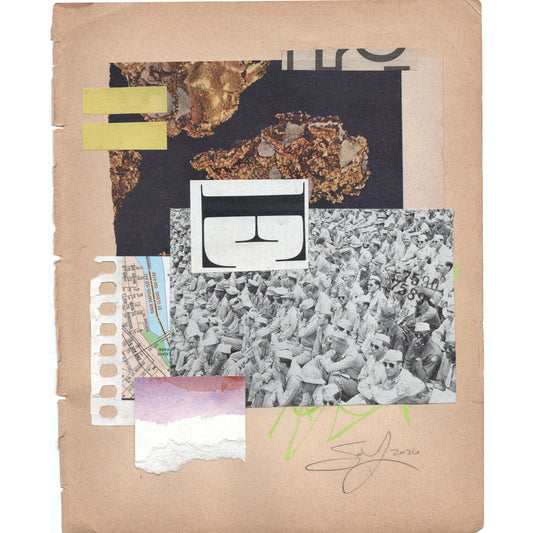 Original Mixed Media Modern Art Collage "Ingression" 6.25x8" Signed