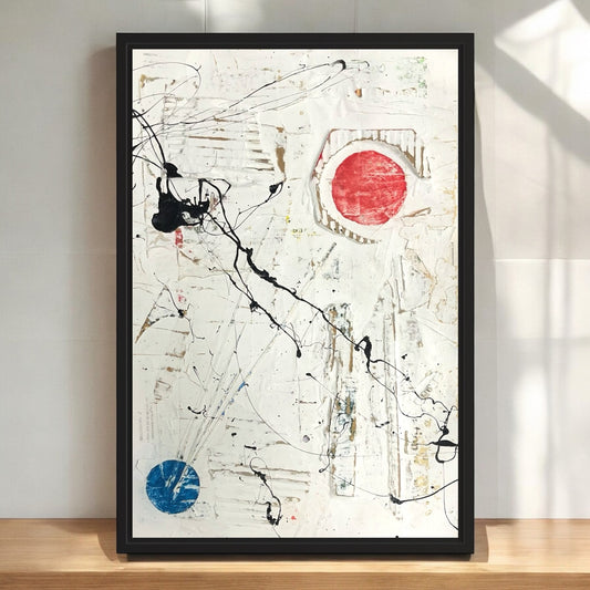 Original Framed Minimalist Modern Art Collage Painting 12x18 "Obtenebrate"