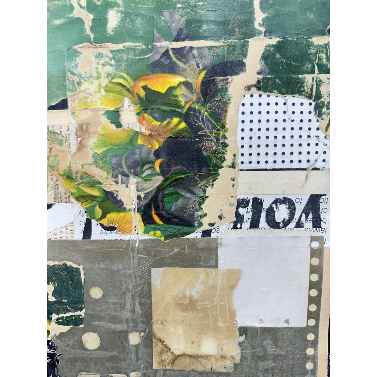 Original Mixed Media Modern Art Collage Painting 18x24 "Cimier" Signed