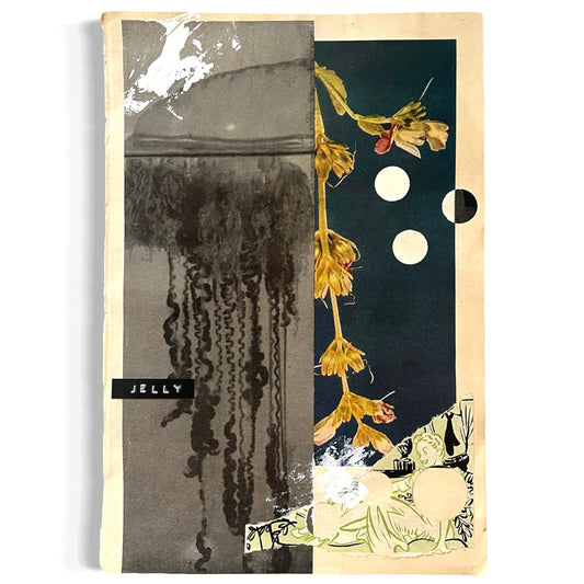 Original Mixed Media Modern Art Collage "Jelly" 7x10.25" Signed