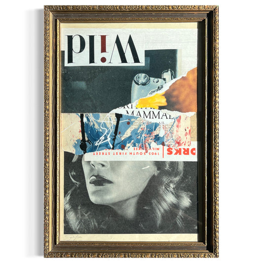 Original Mixed Media Modern Art Collage "Wild" 11.5x16.5" Signed
