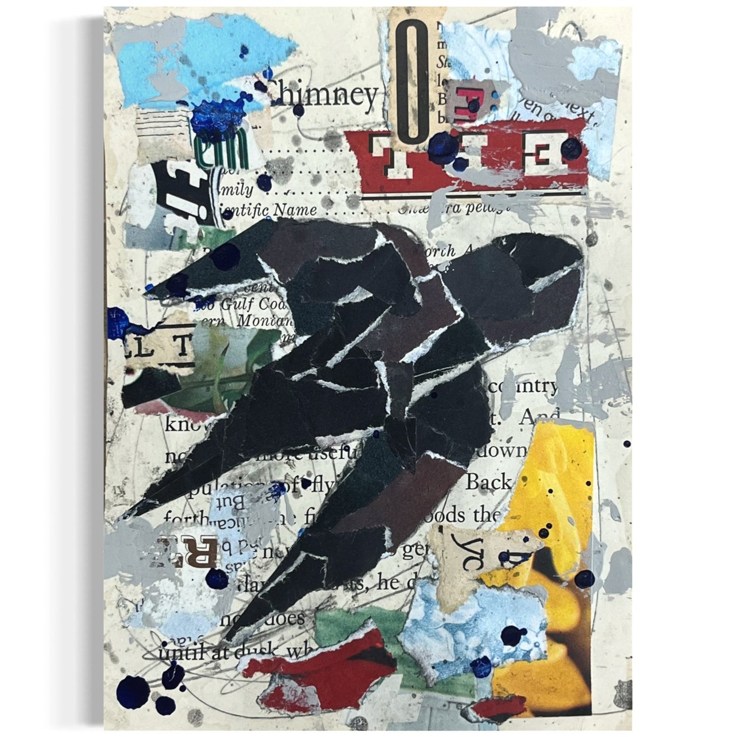 Original Abstract Modern Art Bird Painting "Chimney Swift" Signed