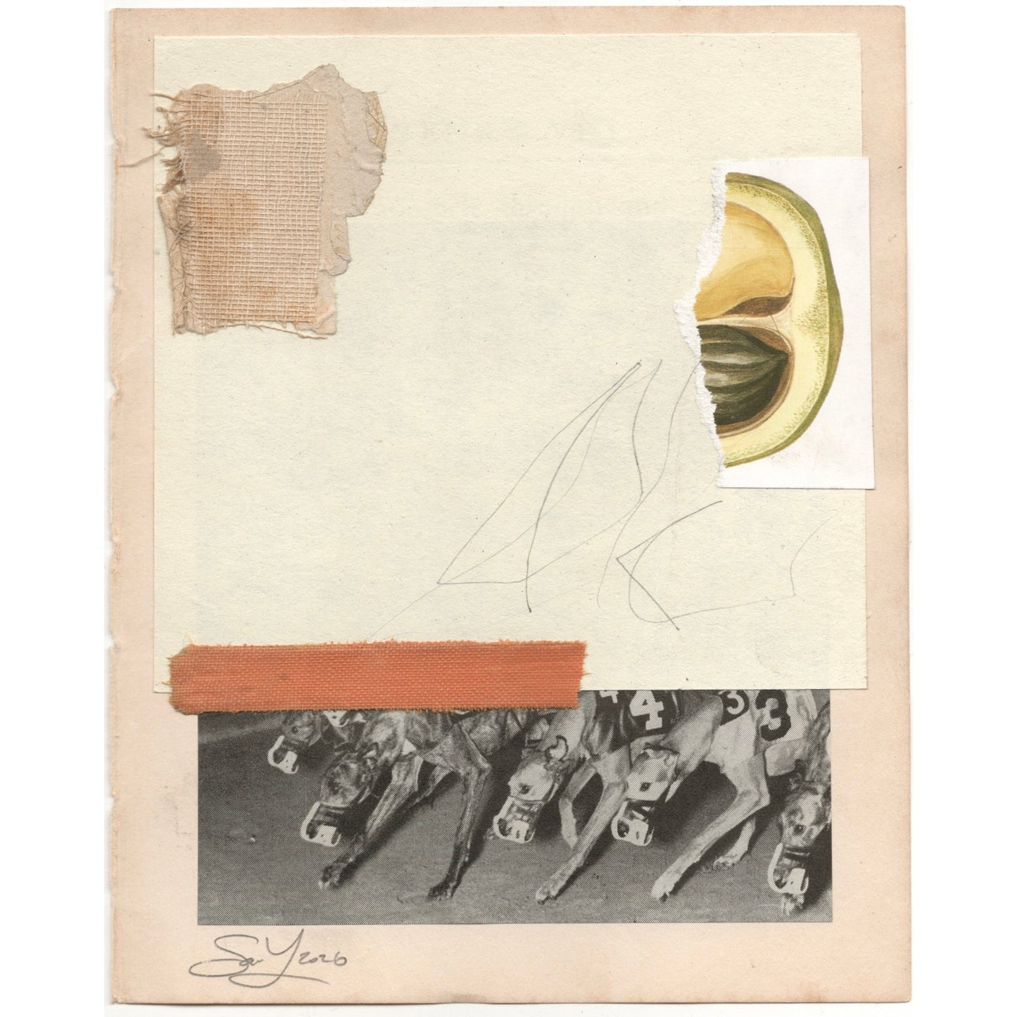 Original Mixed Media Modern Art Collage "Bickern" 5.25x6.75" Signed