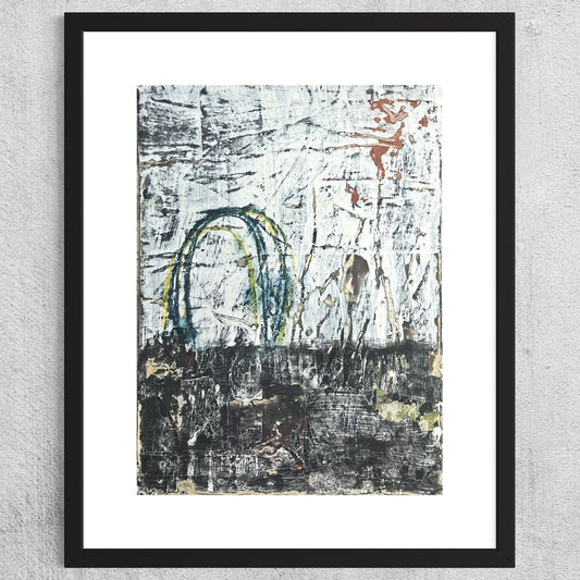 Original Grunge Minimalist Modern Art Collage Painting 8.5x11 "Quotity" Signed
