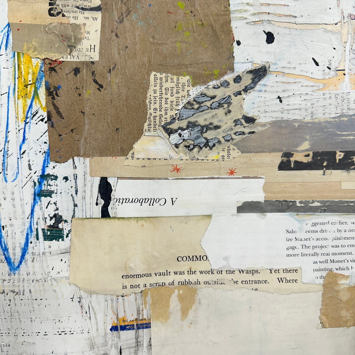 Original Mixed Media Modern Art Collage Painting 18x24 "Lasher" Signed