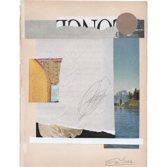 Original Mixed Media Modern Art Collage "Chine" 5.75x7.5" Signed