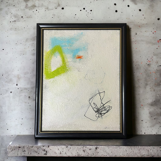Original Framed Mixed Media Abstract Art Painting 9x12 “Split Sum” w/ COA