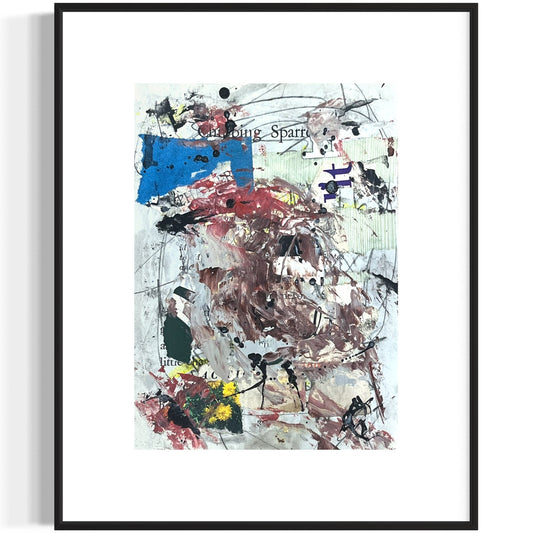 Original Abstract Modern Art Bird Painting "Chipping Sparrow" Signed