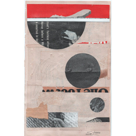 Original Mixed Media Modern Art Collage "Seersucker" 5.75x9" Signed