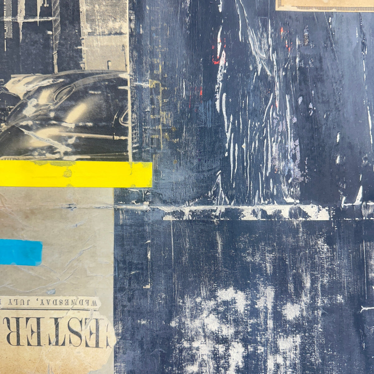 Original Mixed Media Modern Art Collage Painting 18x24 "Palladium" Signed