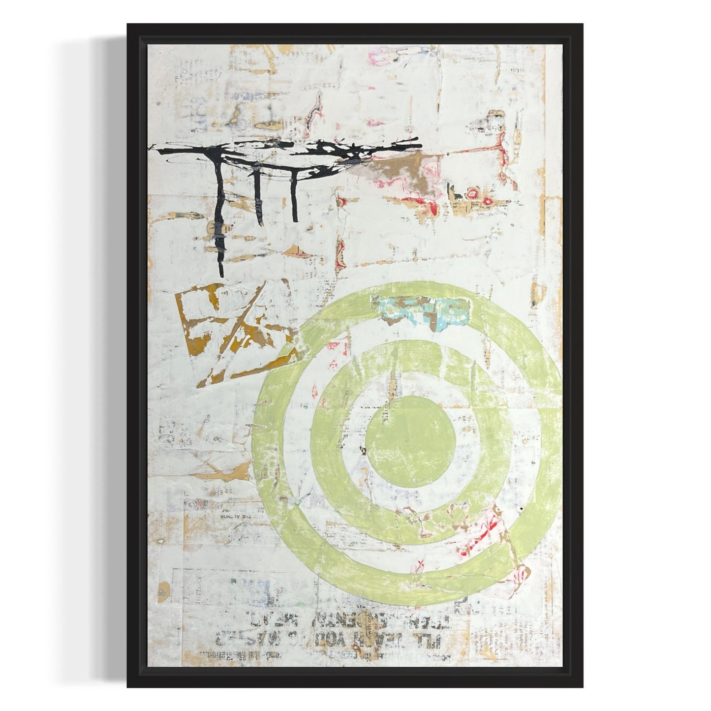 Original Framed Mixed Media Modern Art Collage Painting 12x18 "Sapsago"