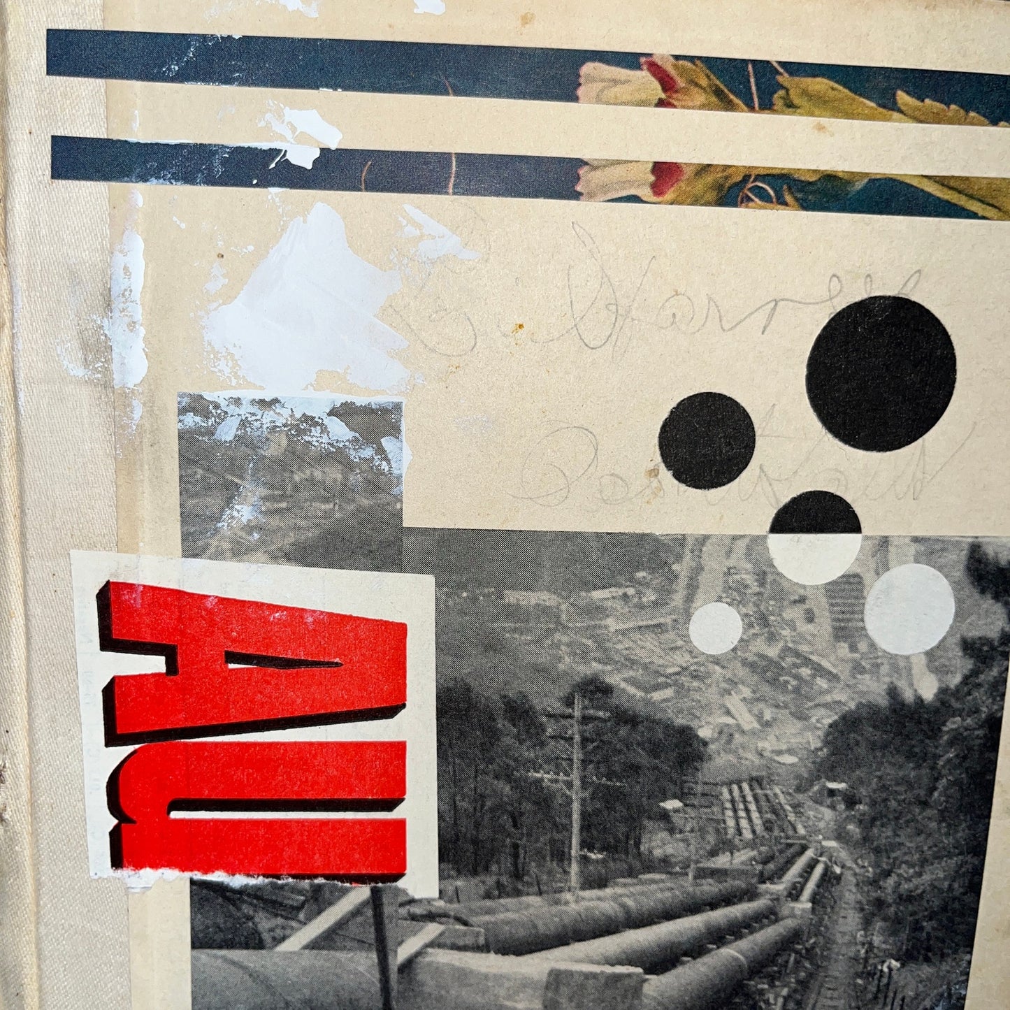 Original Mixed Media Modern Art Collage "Progress" 7.75x10.5" Signed
