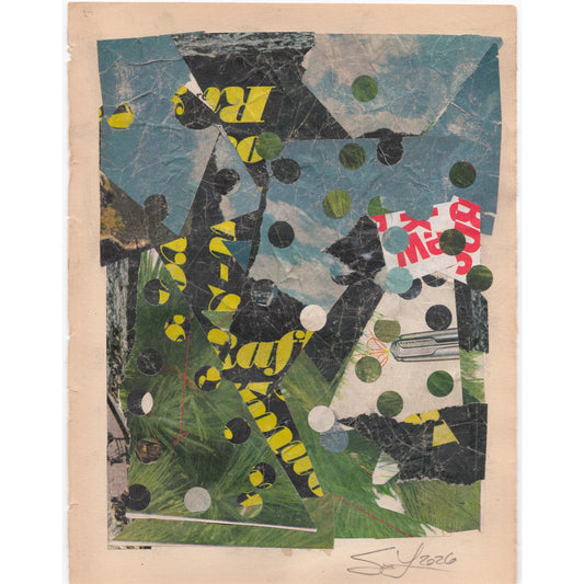 Original Mixed Media Modern Art Collage "Hamose" 5.75x7.5" Signed