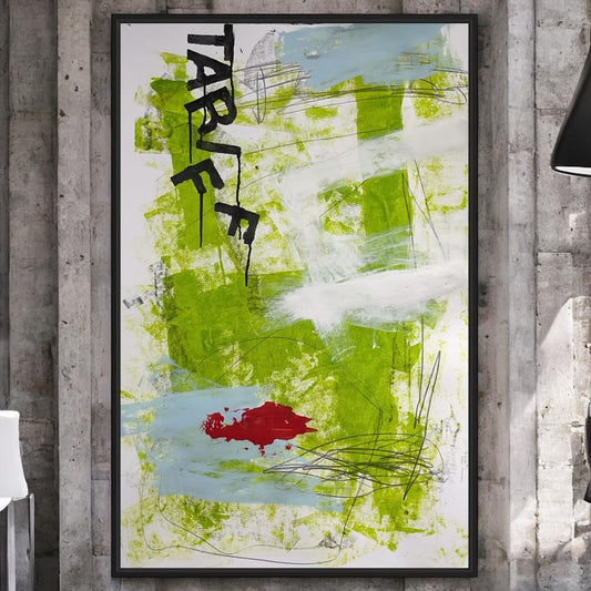 Original Mixed Media Abstract Modern Art Painting 24x36 "Tariff" Signed