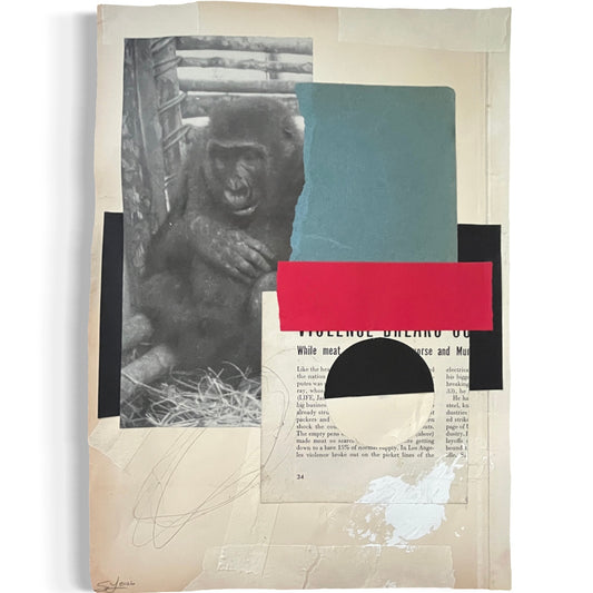 Original Mixed Media Modern Art Collage "Zeugma" 9x12.5" Signed
