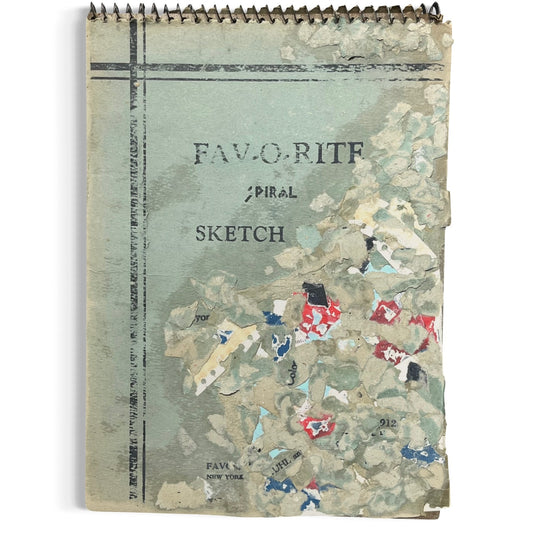 Original Mixed Media Abstract Art 9x13 "1940s Sketchbook Cover Collage"