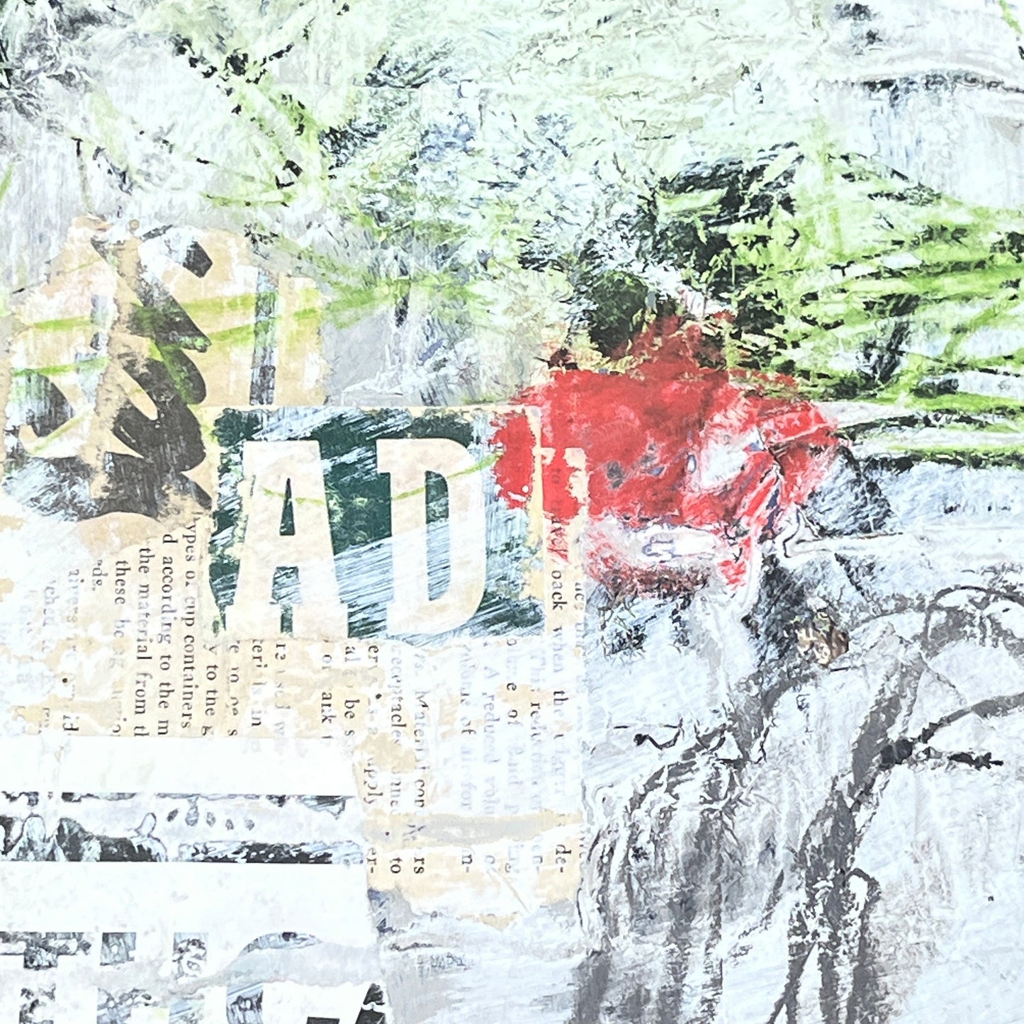 Original Grunge Minimalist Modern Art Collage Painting 8.5x11 "Rabulous" Signed