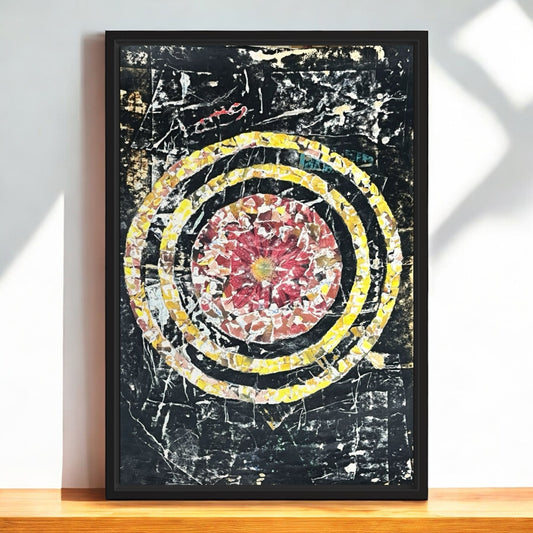 Original Framed Mixed Media Modern Art Collage Painting 12x18 "Obvolvent"