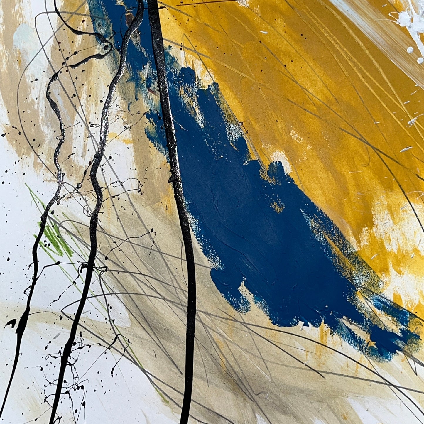 Original Mixed Media Abstract Modern Art Painting 18x24 "Ninon" Signed