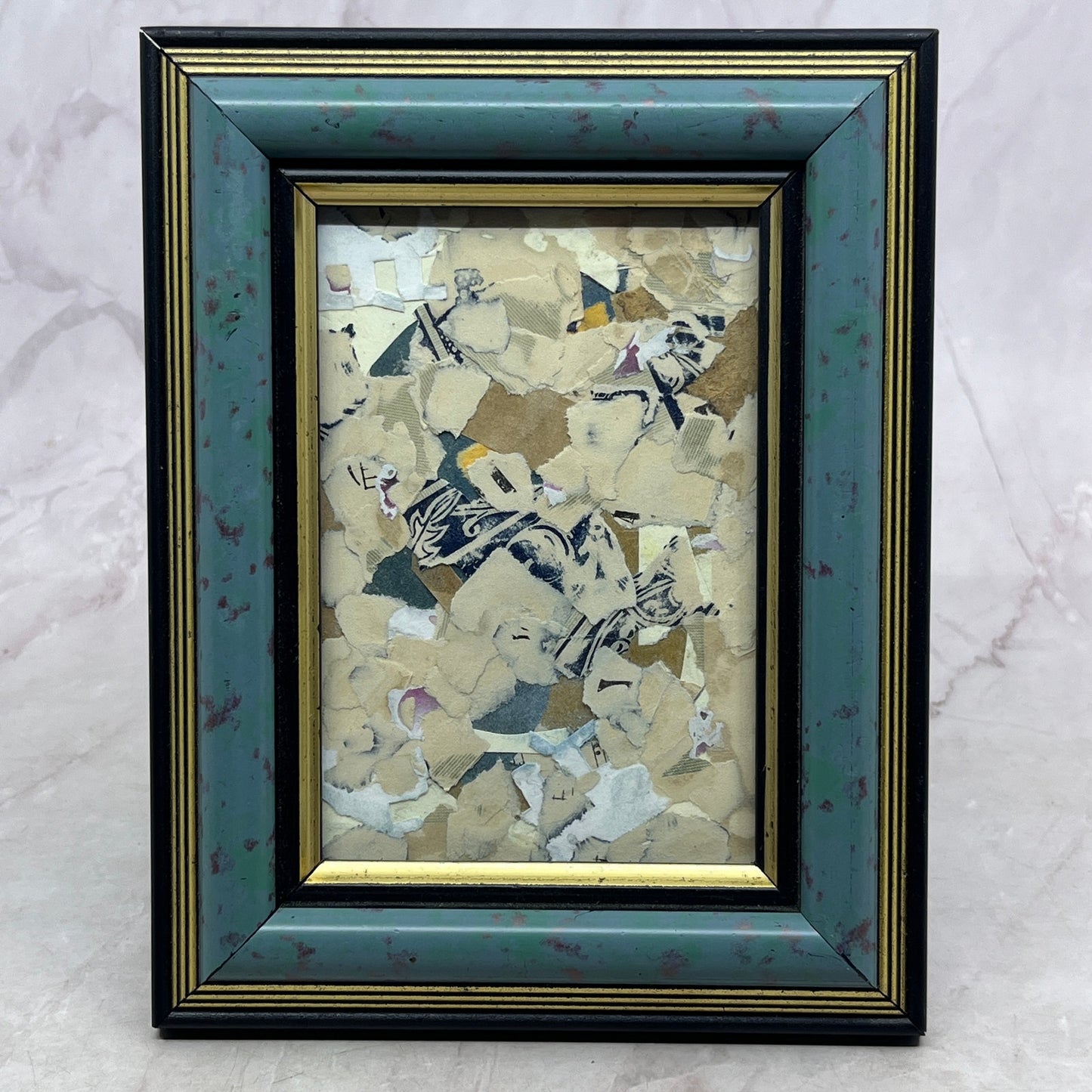 Original Framed Mixed Media Art Collage 5x7 "Periodic" TK3