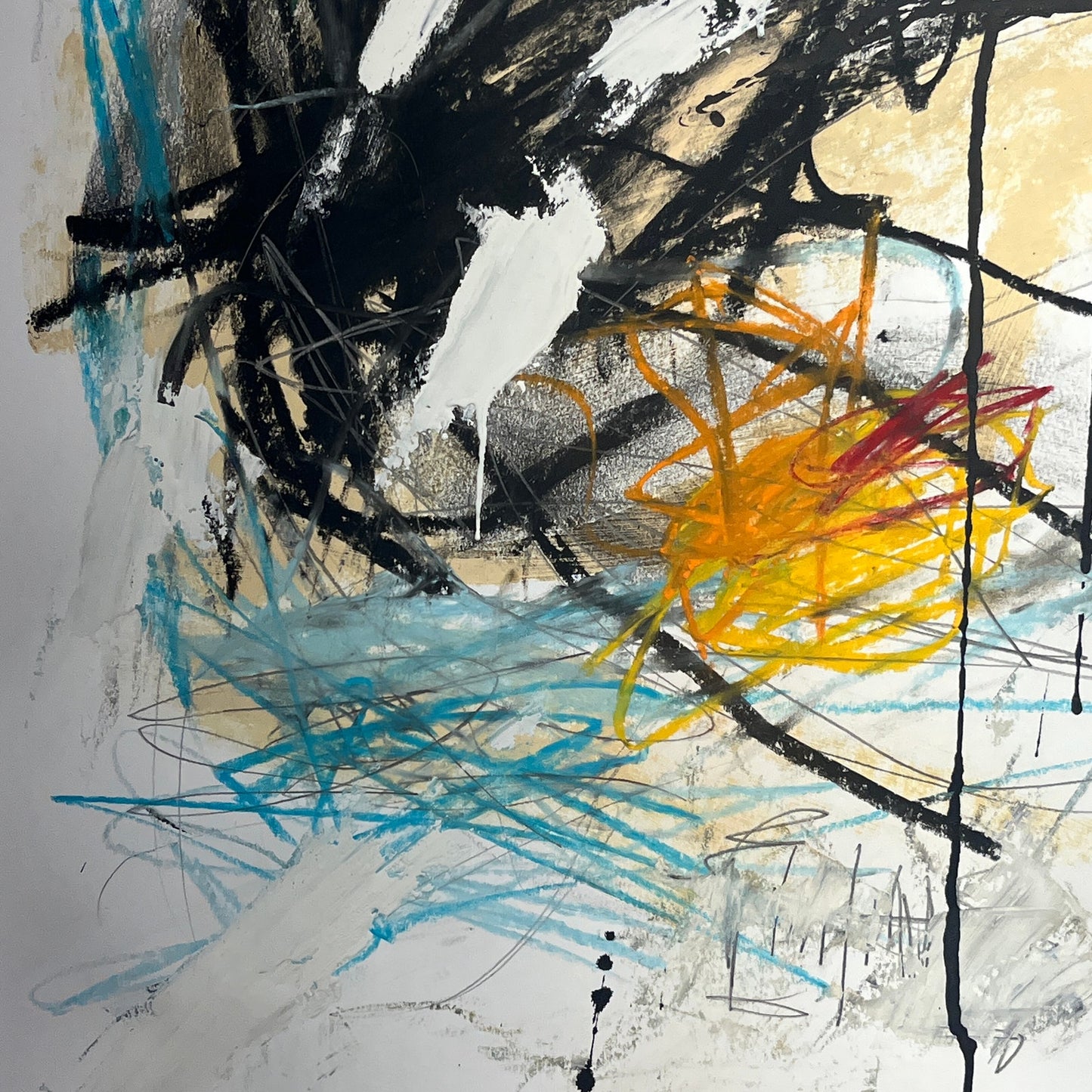 Original Mixed Media Abstract Modern Art Painting 18x24 "Affronté" Signed