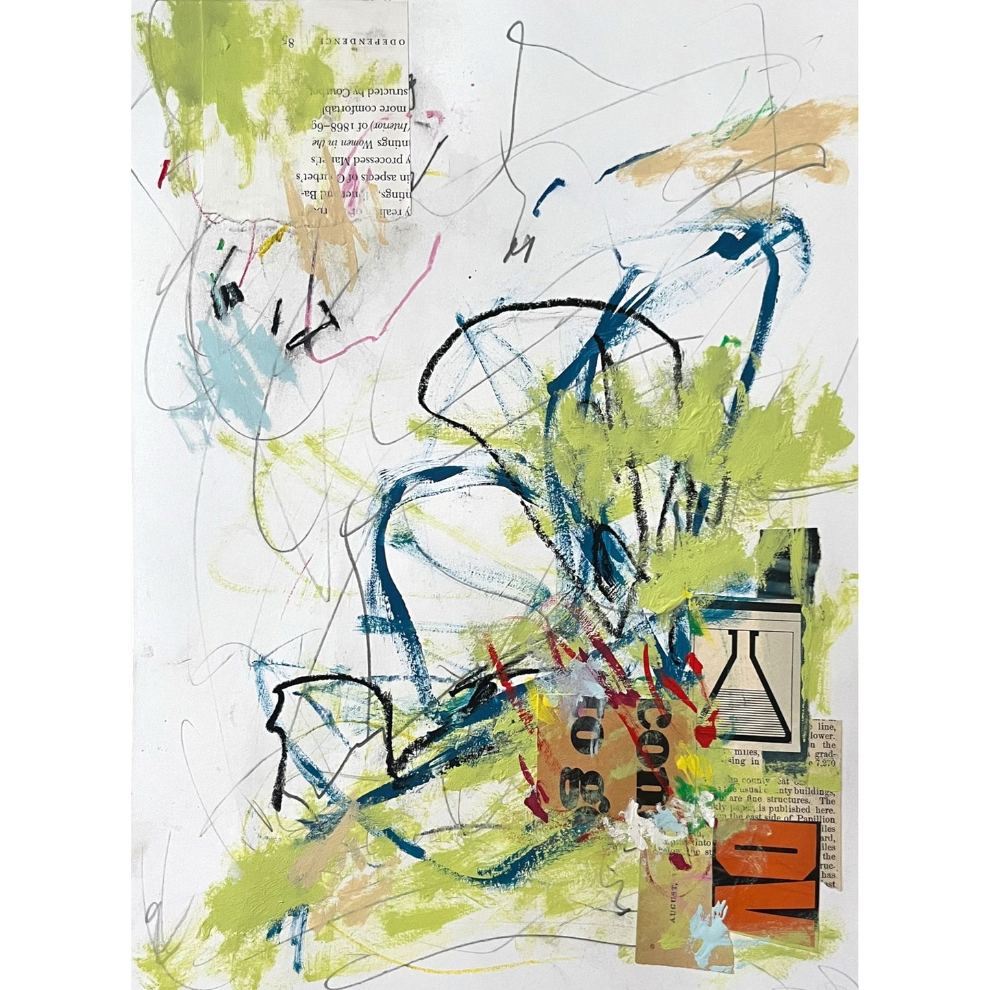 Original Abstract Modern Art Painting on Paper "Objuration" #12 Signed