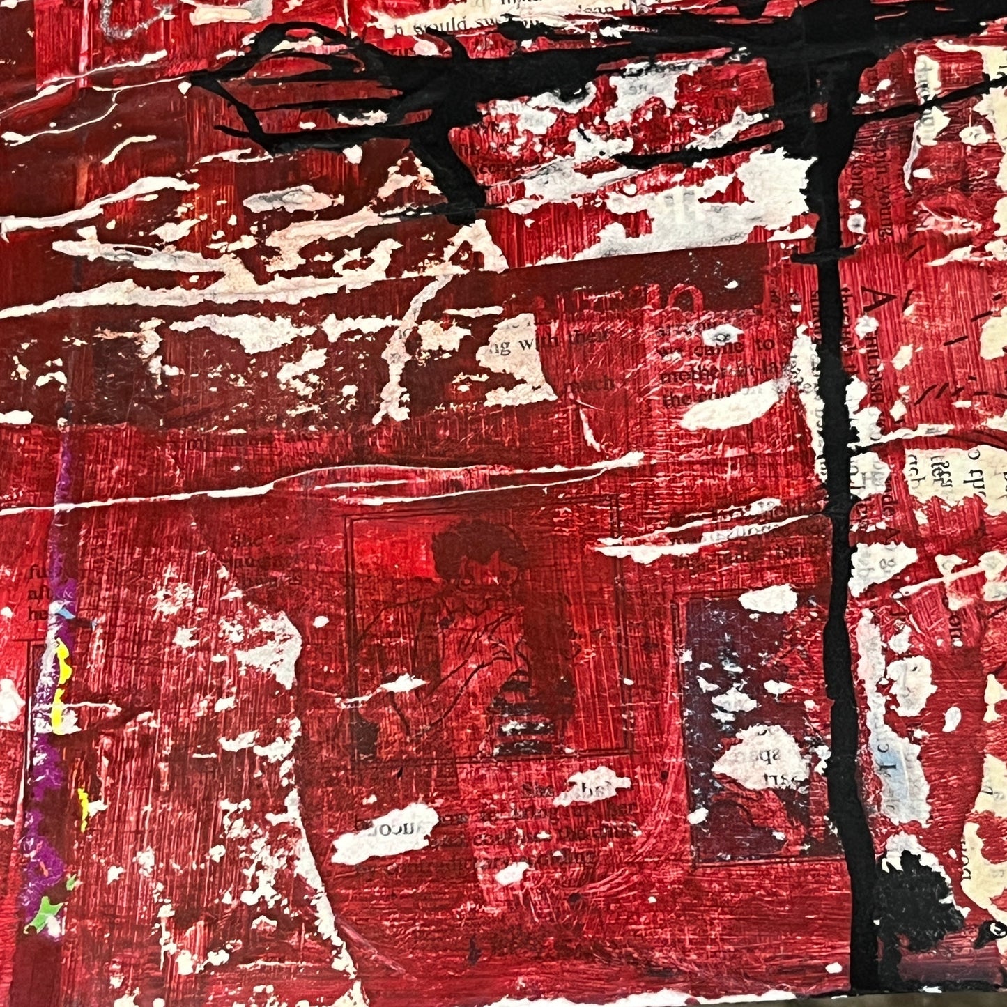 Original Framed Mixed Media Modern Art Collage Painting 12x18 "Dimension"