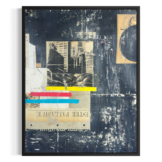 Original Mixed Media Modern Art Collage Painting 18x24 "Palladium" Signed