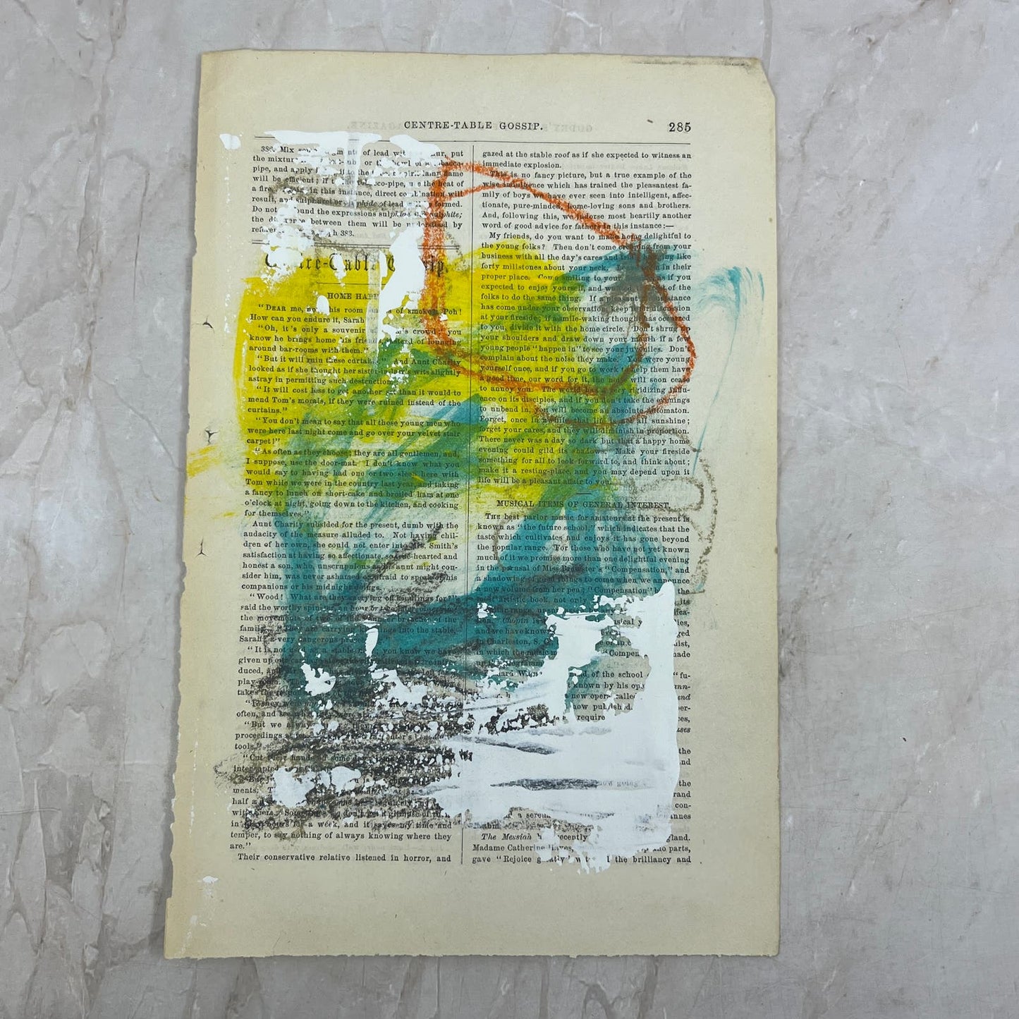 Original Mixed Media Abstract Art Painting 6x9.75” on 1861 Paper Signed #23