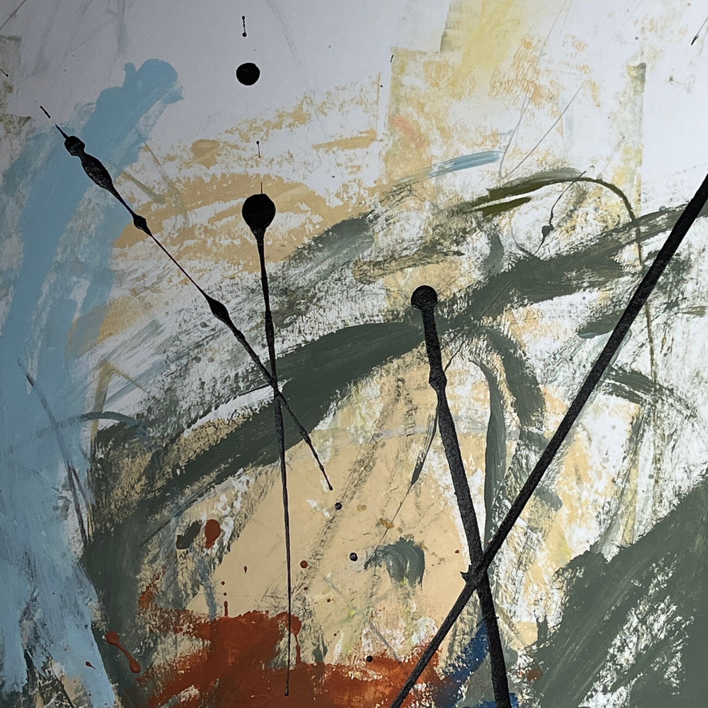Original Mixed Media Abstract Modern Art Painting 18x24 "Barouche" Signed