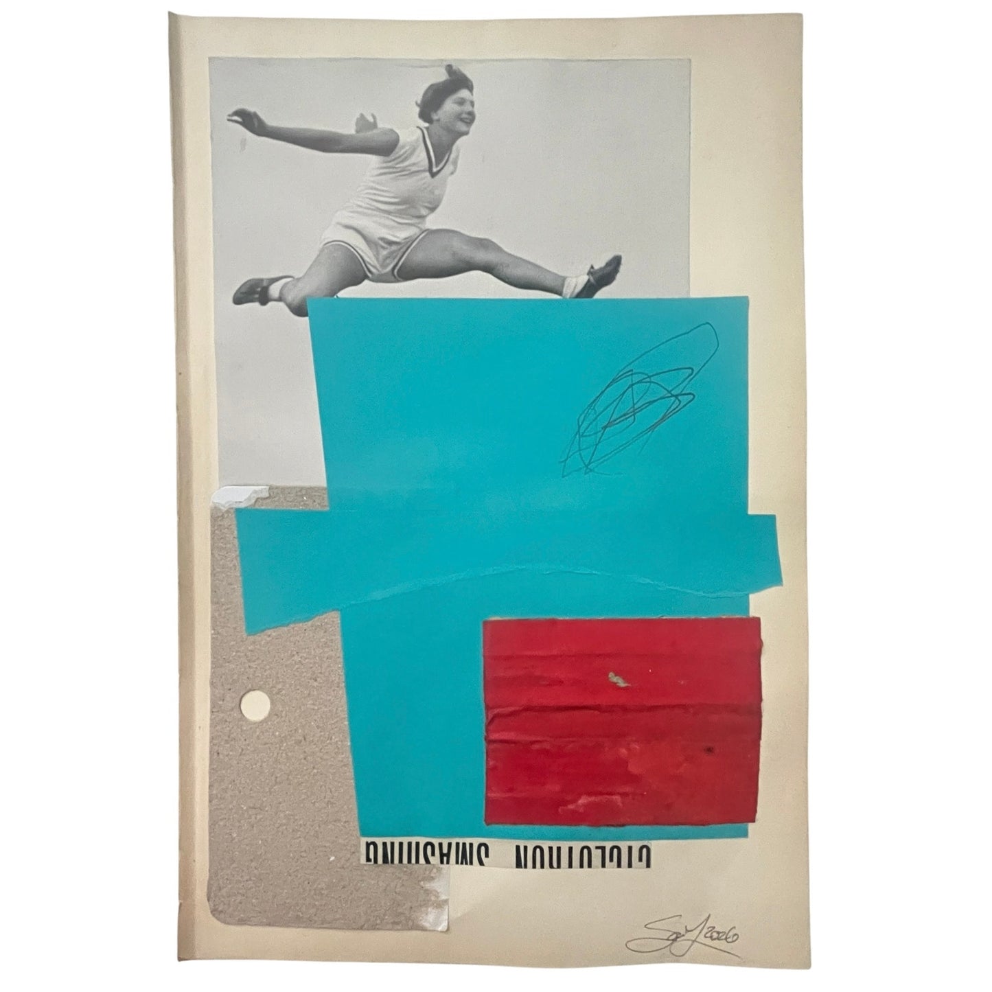 Original Mixed Media Modern Art Collage "Sastruga" 6.25x9.5" Signed