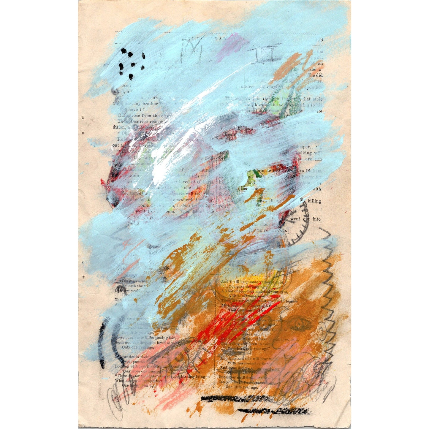 Original Abstract Modern Art Painting on Paper from 1878 Magazine #16 Signed