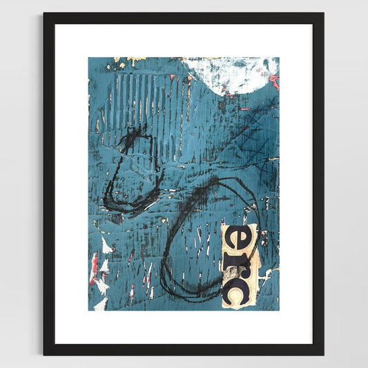 Original Grunge Minimalist Modern Art Collage Painting 8.5x11 "Theurgy" Signed