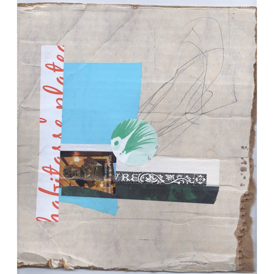 Original Mixed Media Modern Art Collage "Belonoid" 8.5x9" Signed